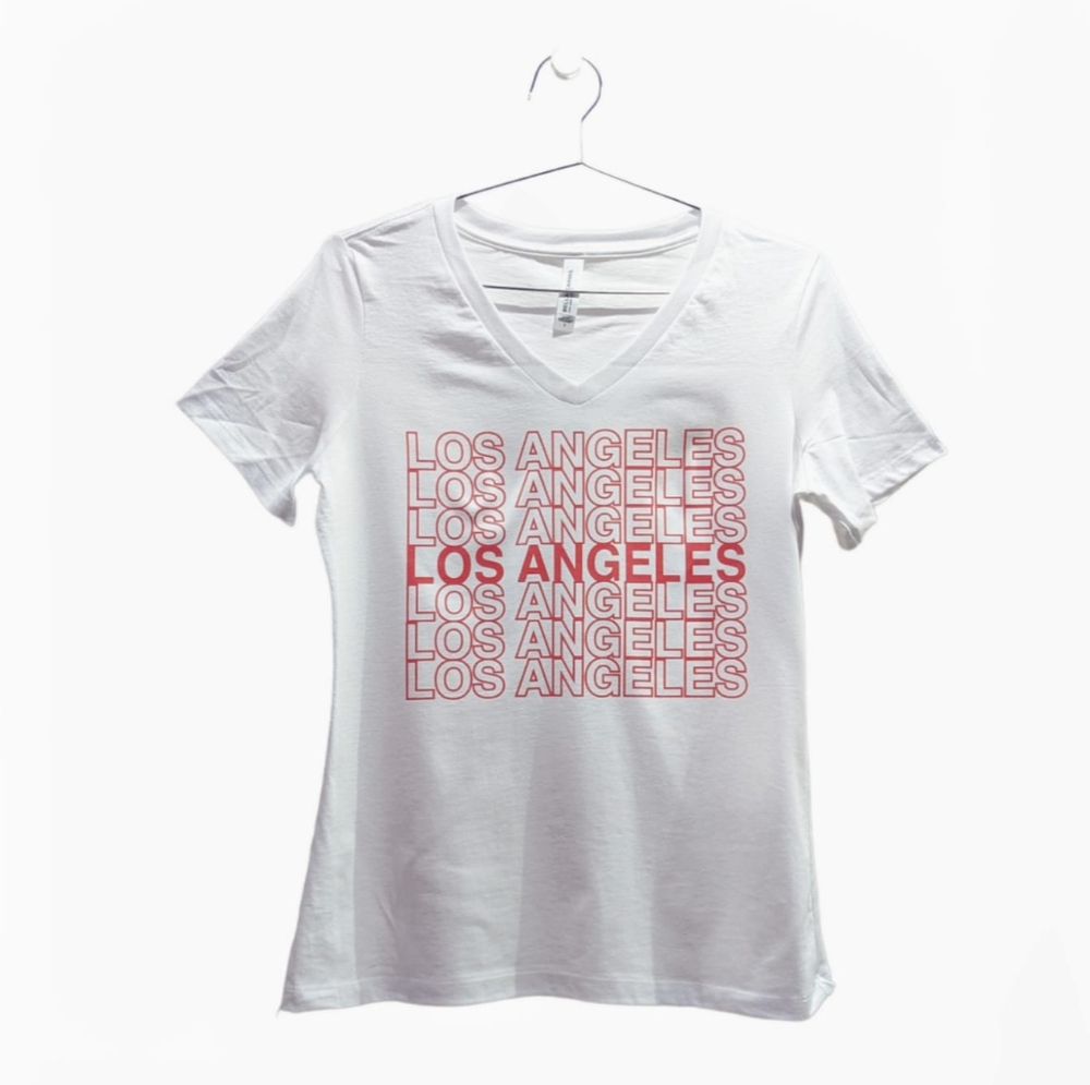 Los Angeles Thank You Bag Style Text Stylish Souvenir Style Ladies T-shirt
